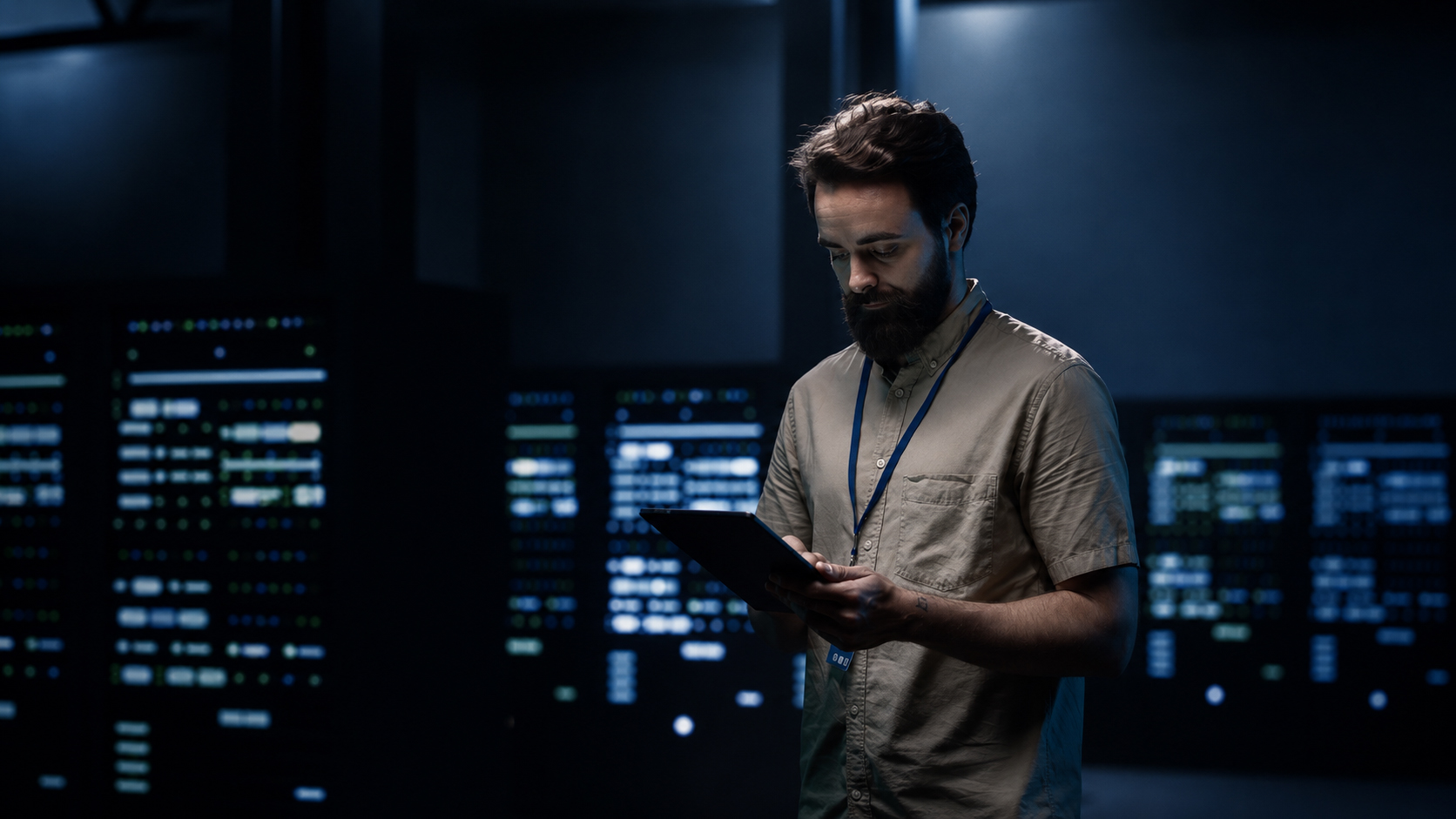 IT-Nieborg Mitarbeiter in der IT bei Nacht